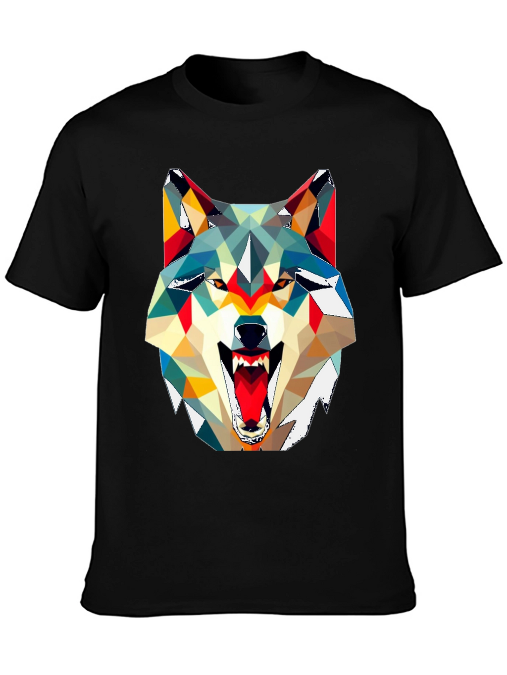 Geometric Wolf Graphic Tee - Modern Art Shirt