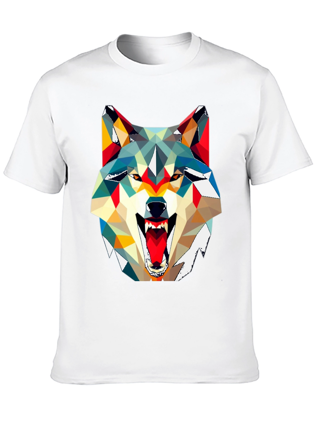 Geometric Wolf Graphic Tee - Modern Art Shirt