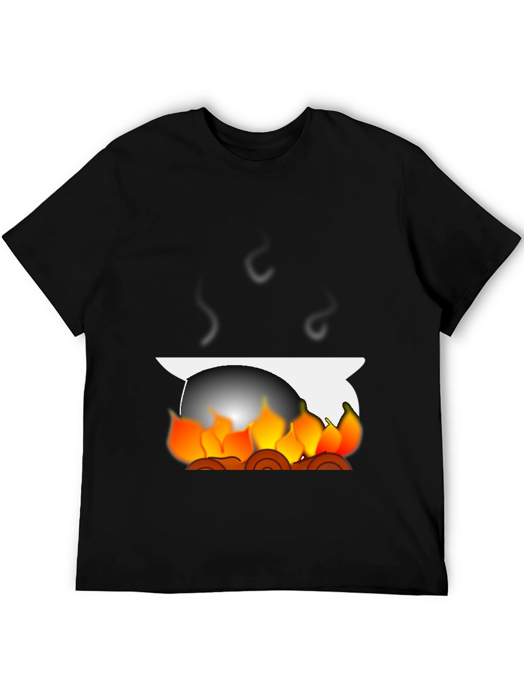 Fiery Campfire Graphic Tee - Black Cotton Blend