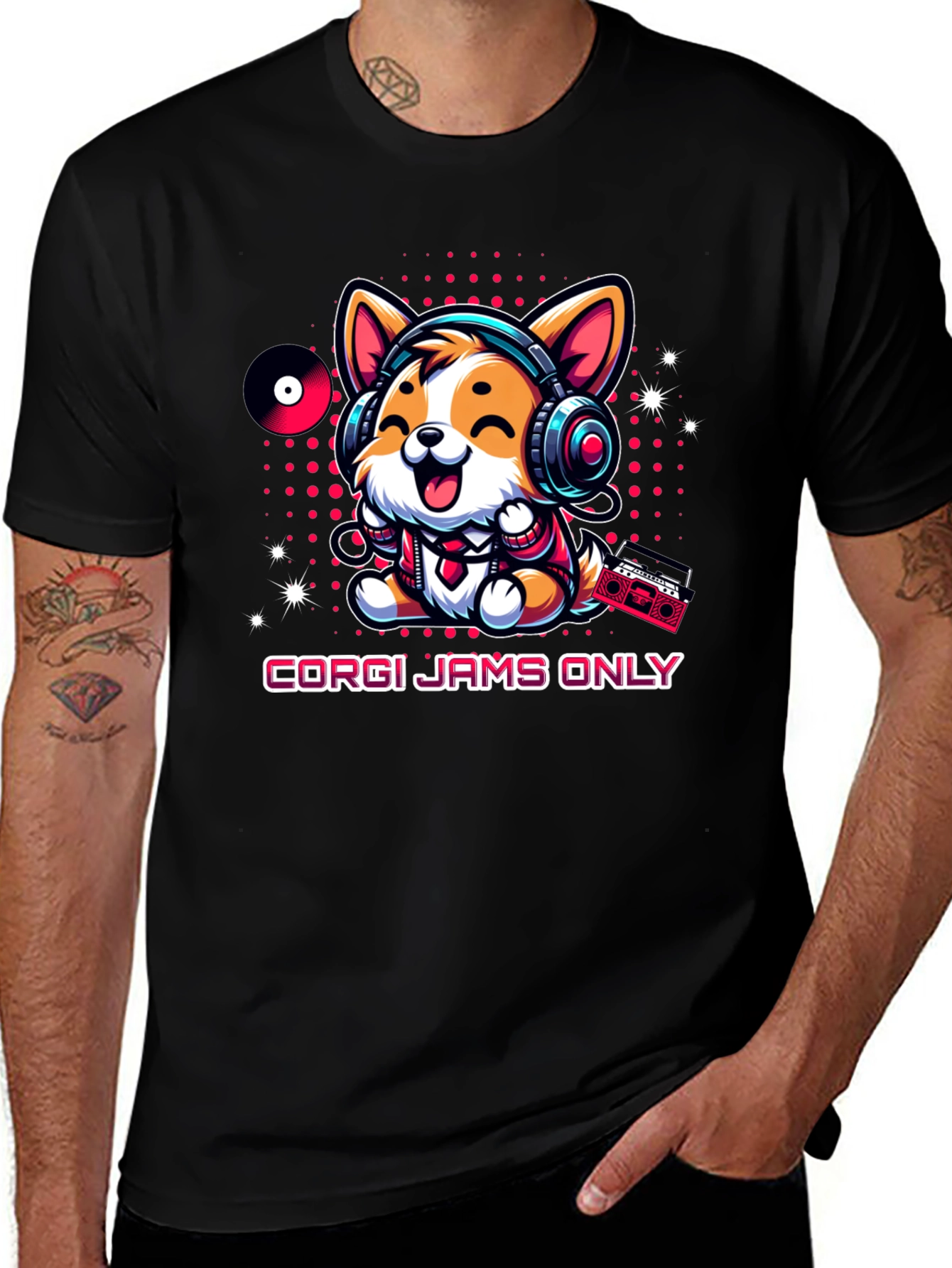 Corgi Jams Only T-Shirt Music Loving Dog Tee