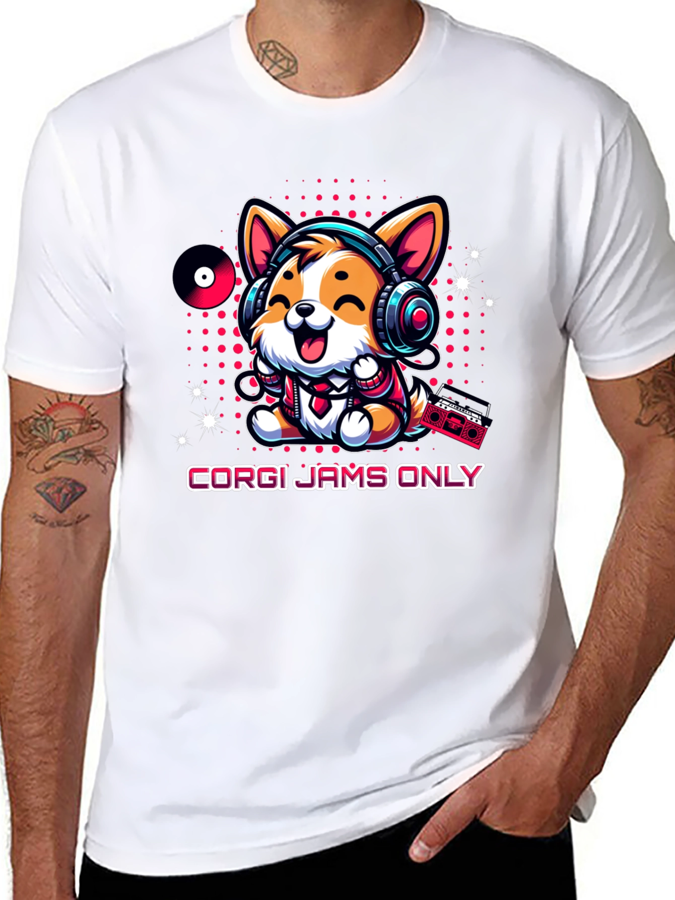 Corgi Jams Only T-Shirt Music Loving Dog Tee