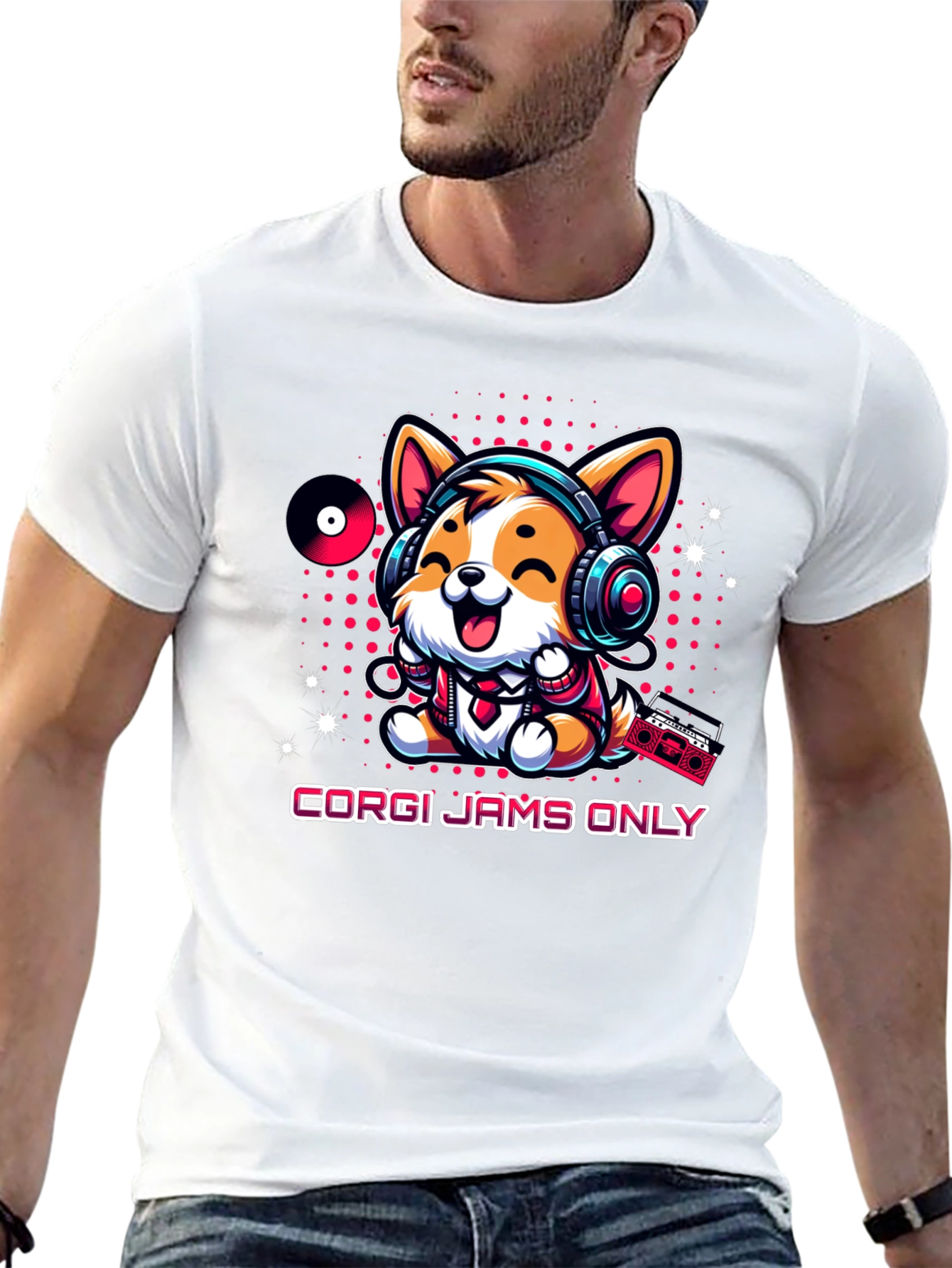 Corgi Jams Only T-Shirt Music Loving Dog Tee