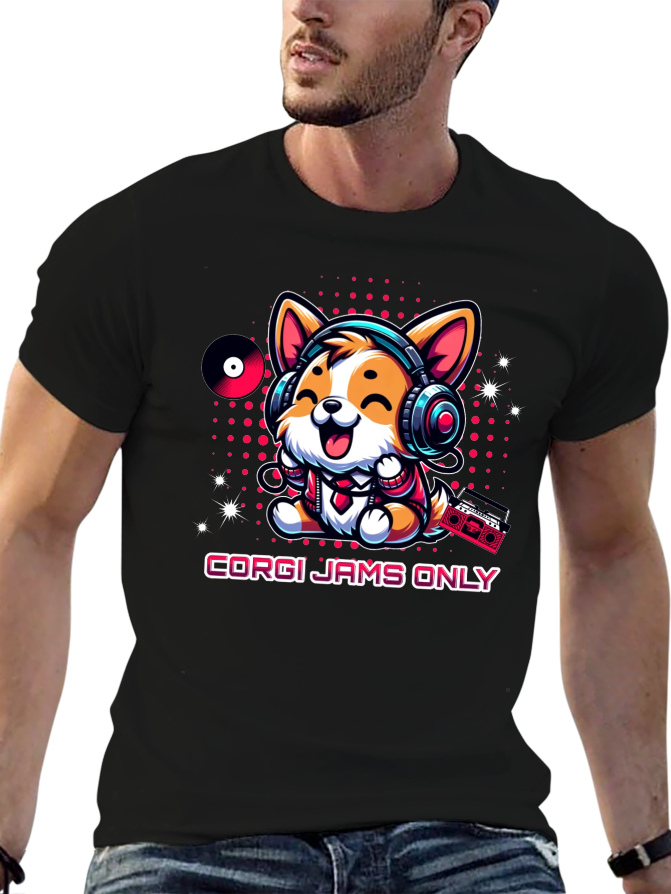 Corgi Jams Only T-Shirt Music Loving Dog Tee