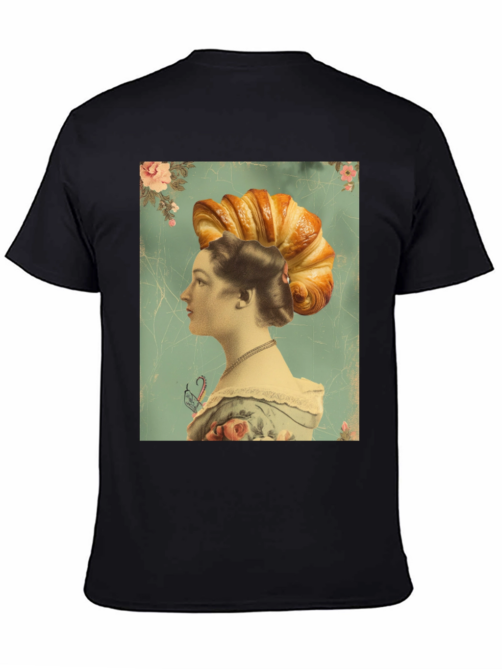 Croissant Head Lady Graphic Tee - Unique Art T-Shirt