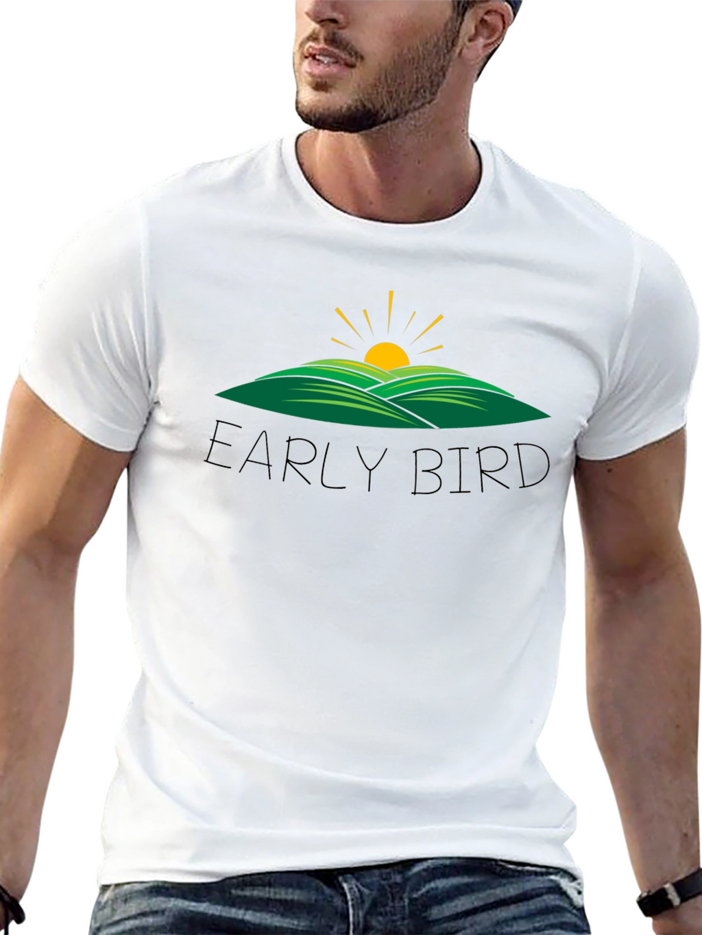 Early Bird Graphic Tee - Black Cotton T-Shirt