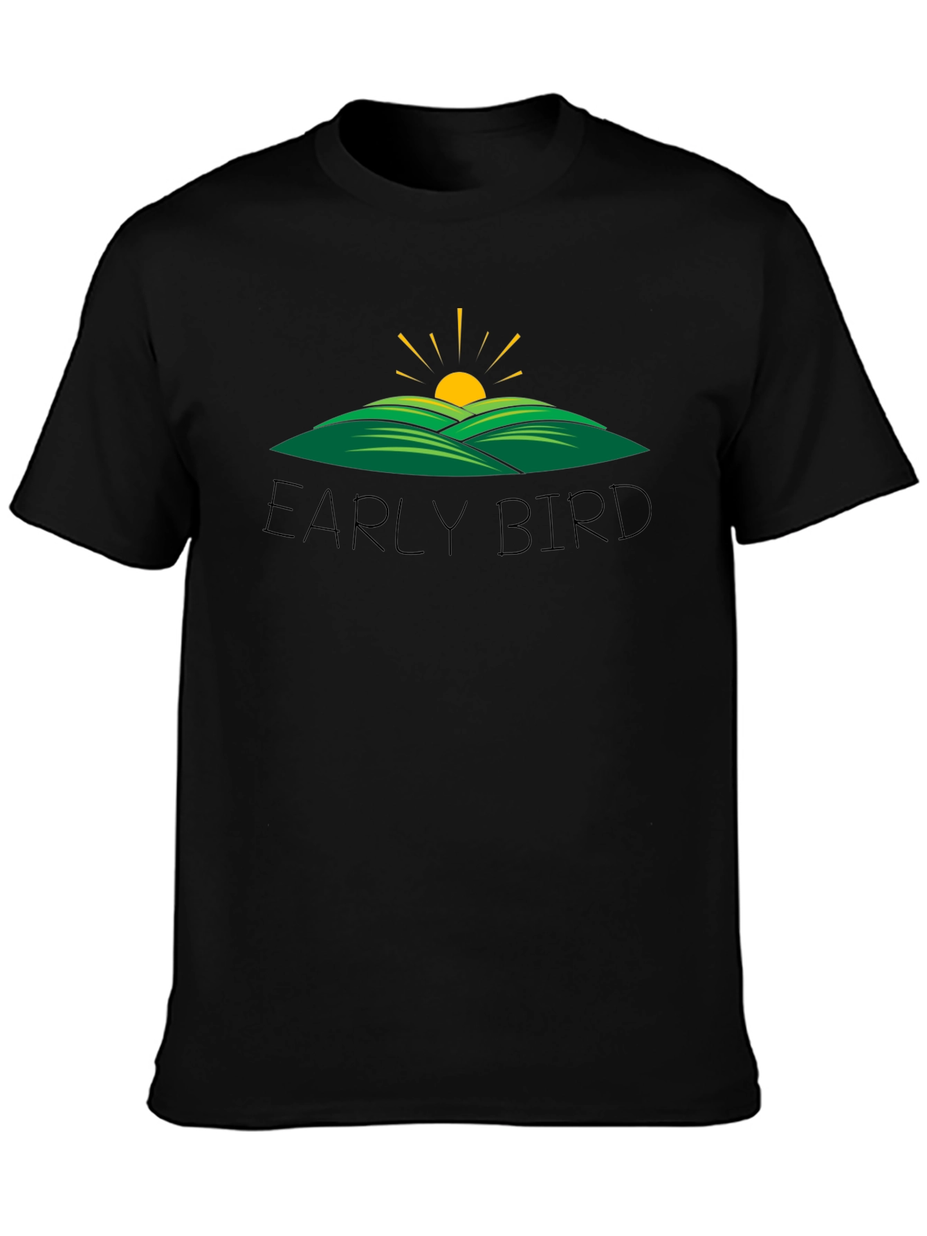Early Bird Graphic Tee - Black Cotton T-Shirt