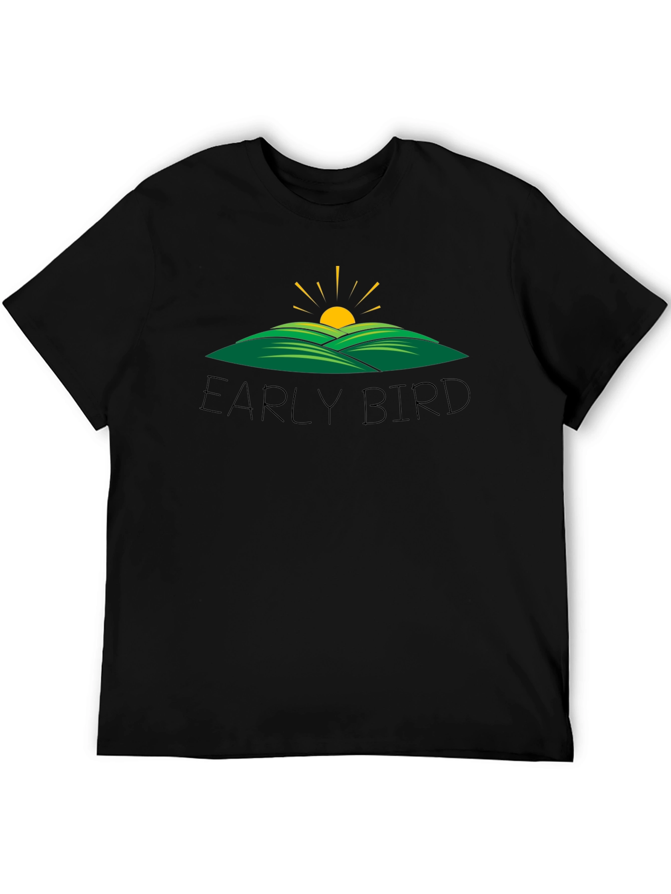 Early Bird Graphic Tee - Black Cotton T-Shirt