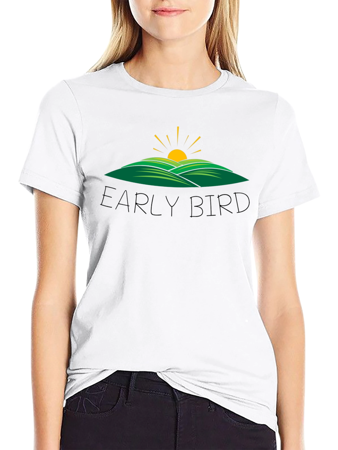 Early Bird Graphic Tee - Black Cotton T-Shirt