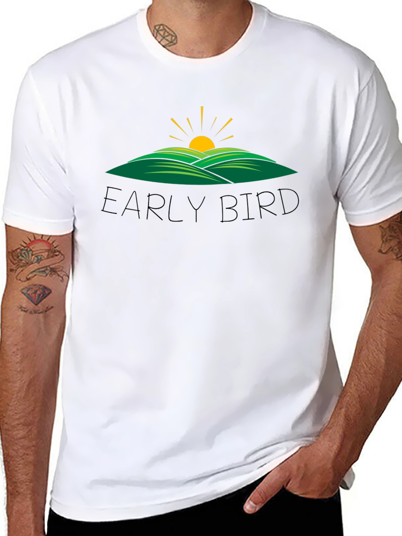 Early Bird Graphic Tee - Black Cotton T-Shirt