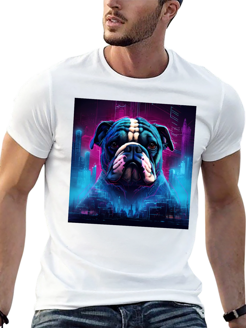 Cyberpunk Bulldog Graphic Tee