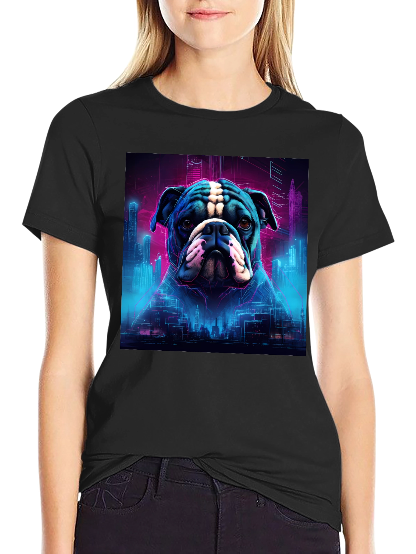 Cyberpunk Bulldog Graphic Tee