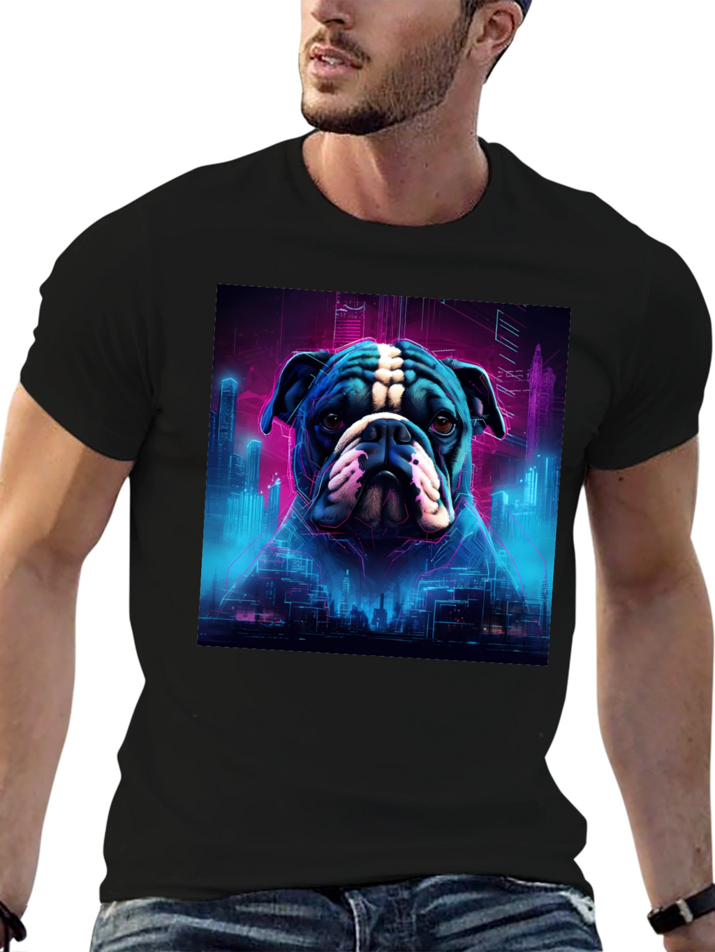 Cyberpunk Bulldog Graphic Tee