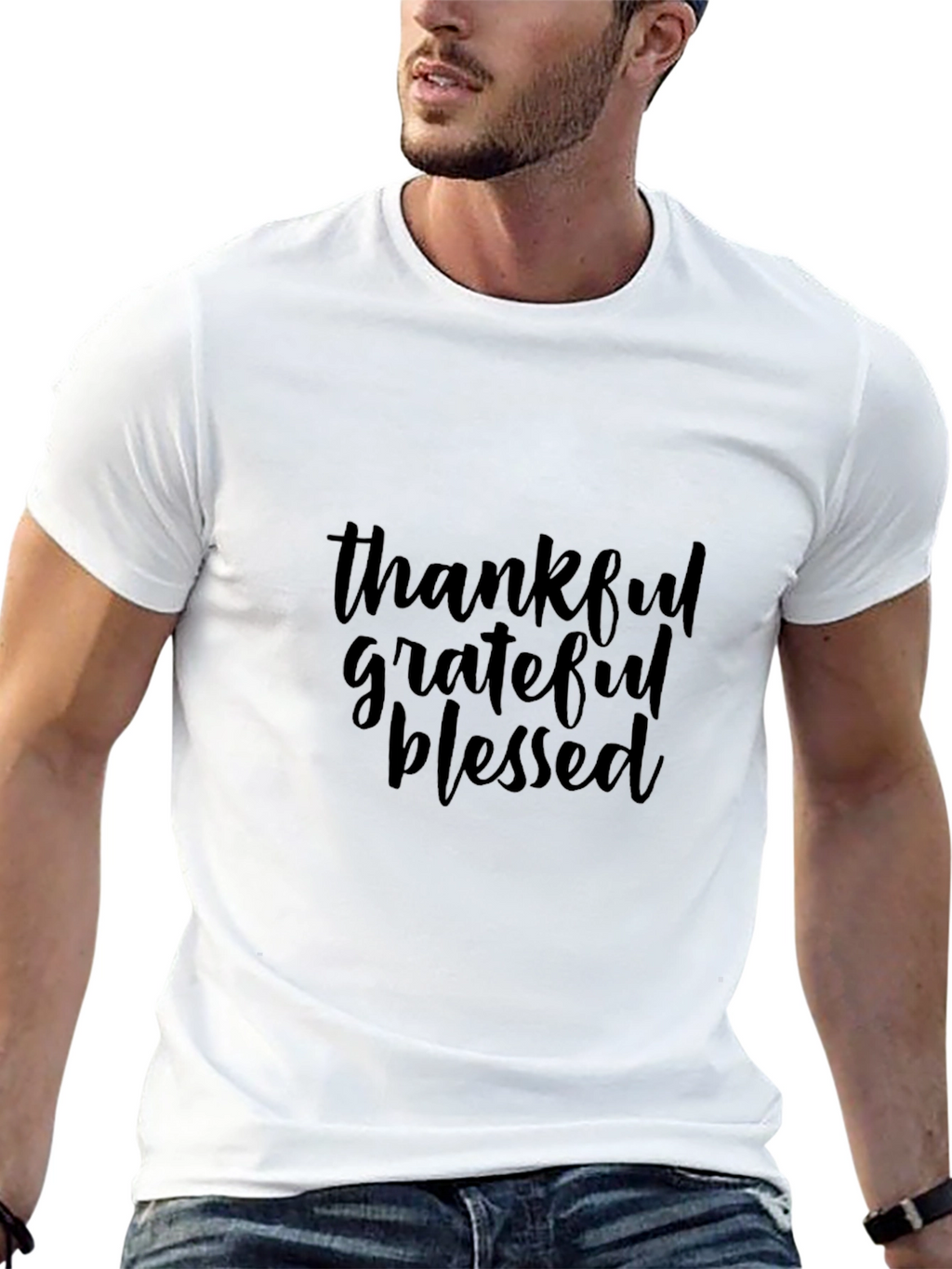 Thankful Grateful Blessed Black T-Shirt