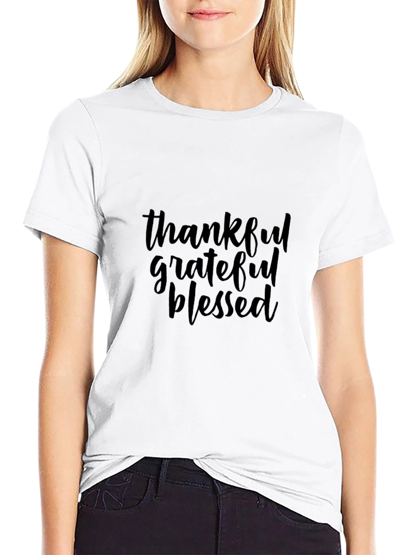 Thankful Grateful Blessed Black T-Shirt