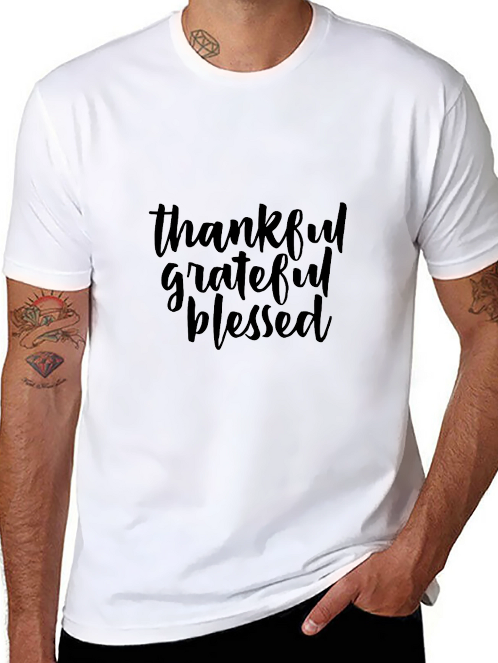 Thankful Grateful Blessed Black T-Shirt