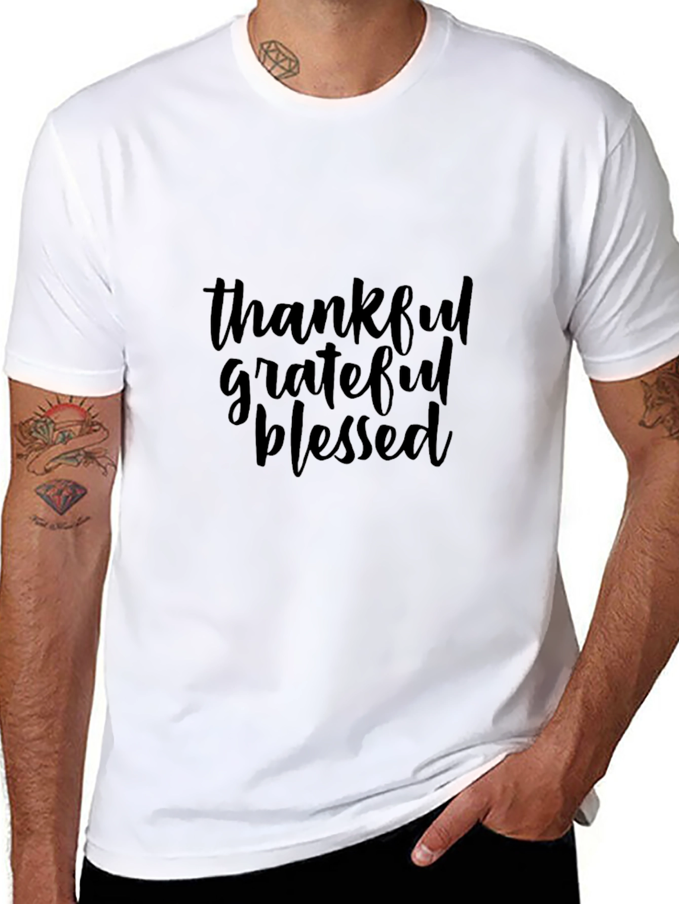 Thankful Grateful Blessed Black T-Shirt