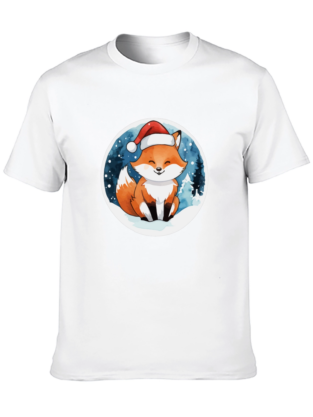 Cute Fox in Santa Hat T-Shirt