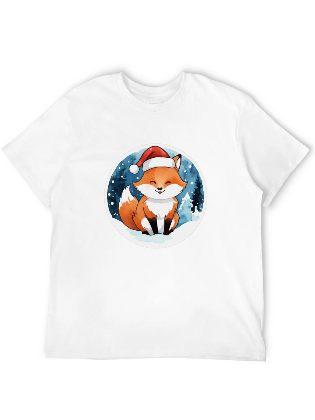 Cute Fox in Santa Hat T-Shirt