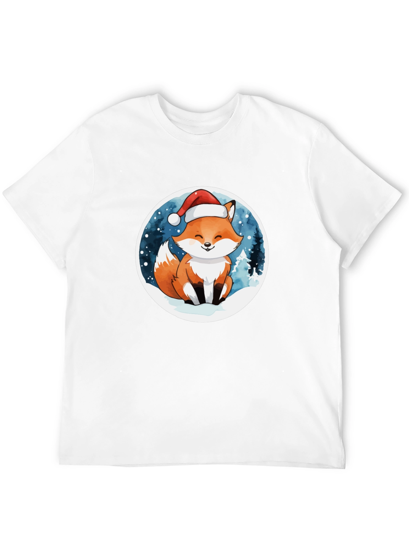 Cute Fox in Santa Hat T-Shirt