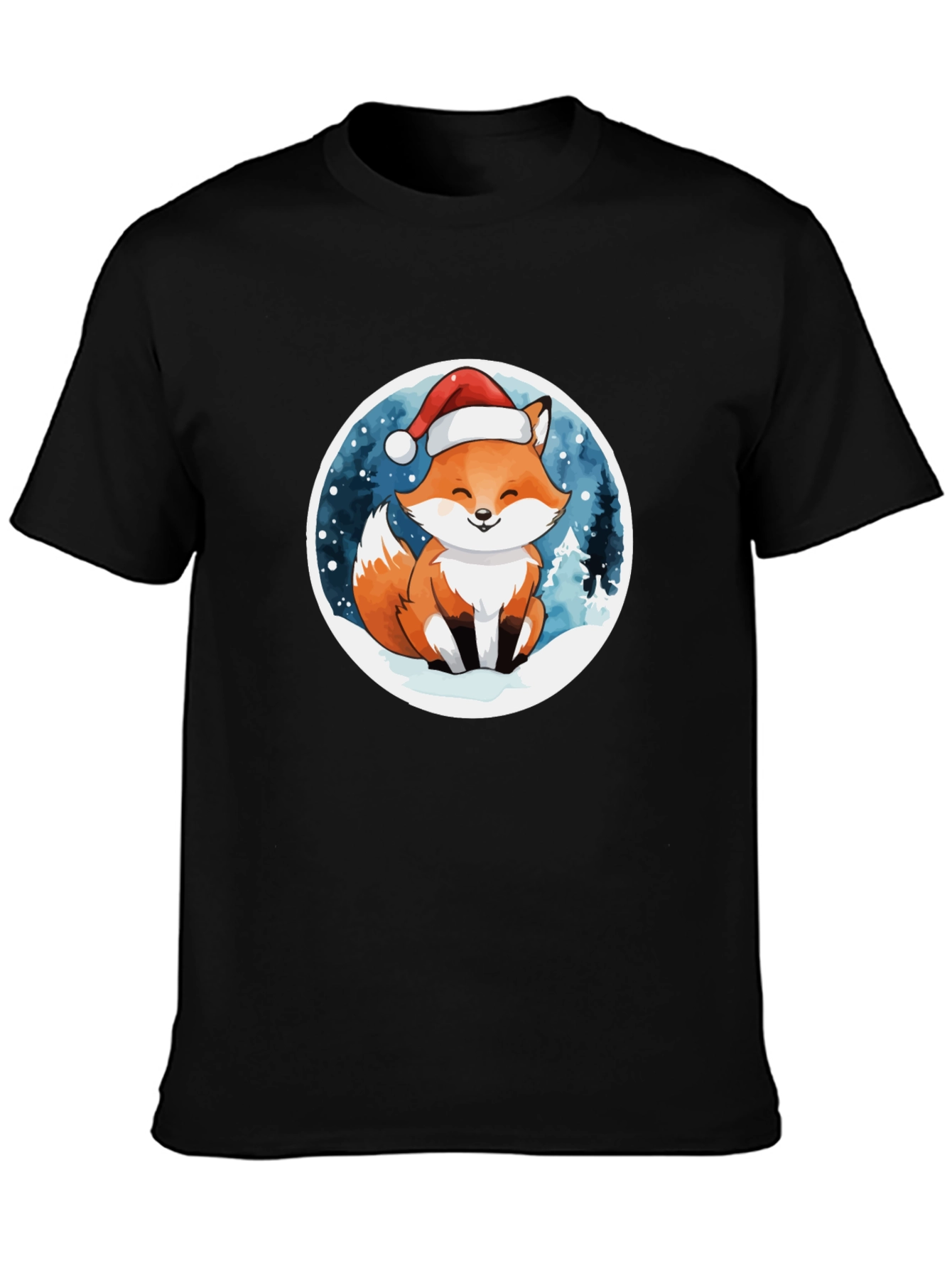 Cute Fox in Santa Hat T-Shirt