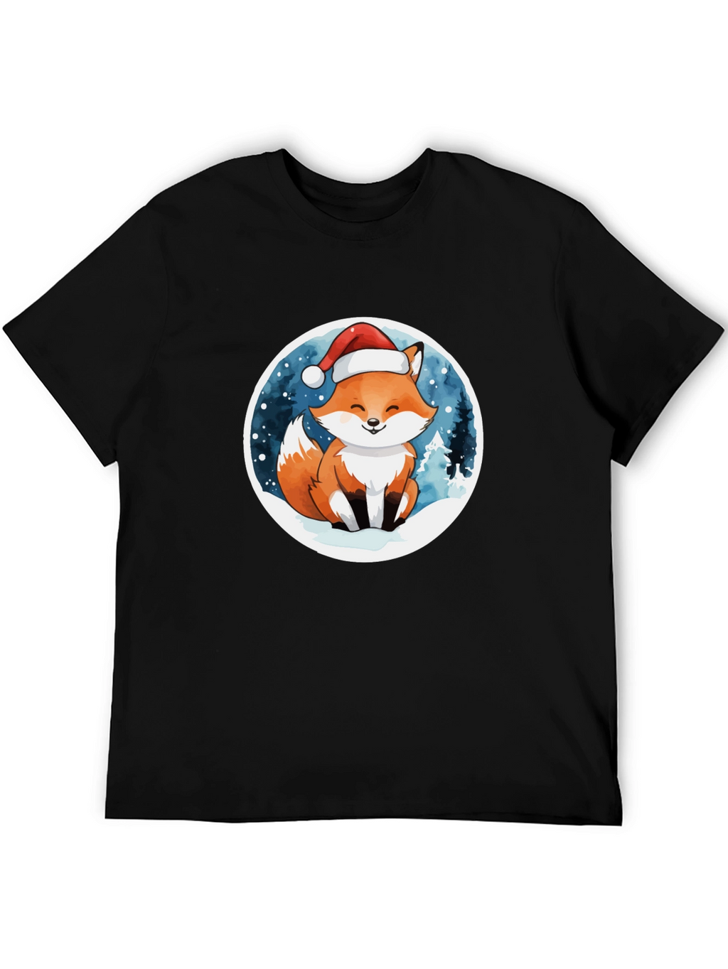 Cute Fox in Santa Hat T-Shirt