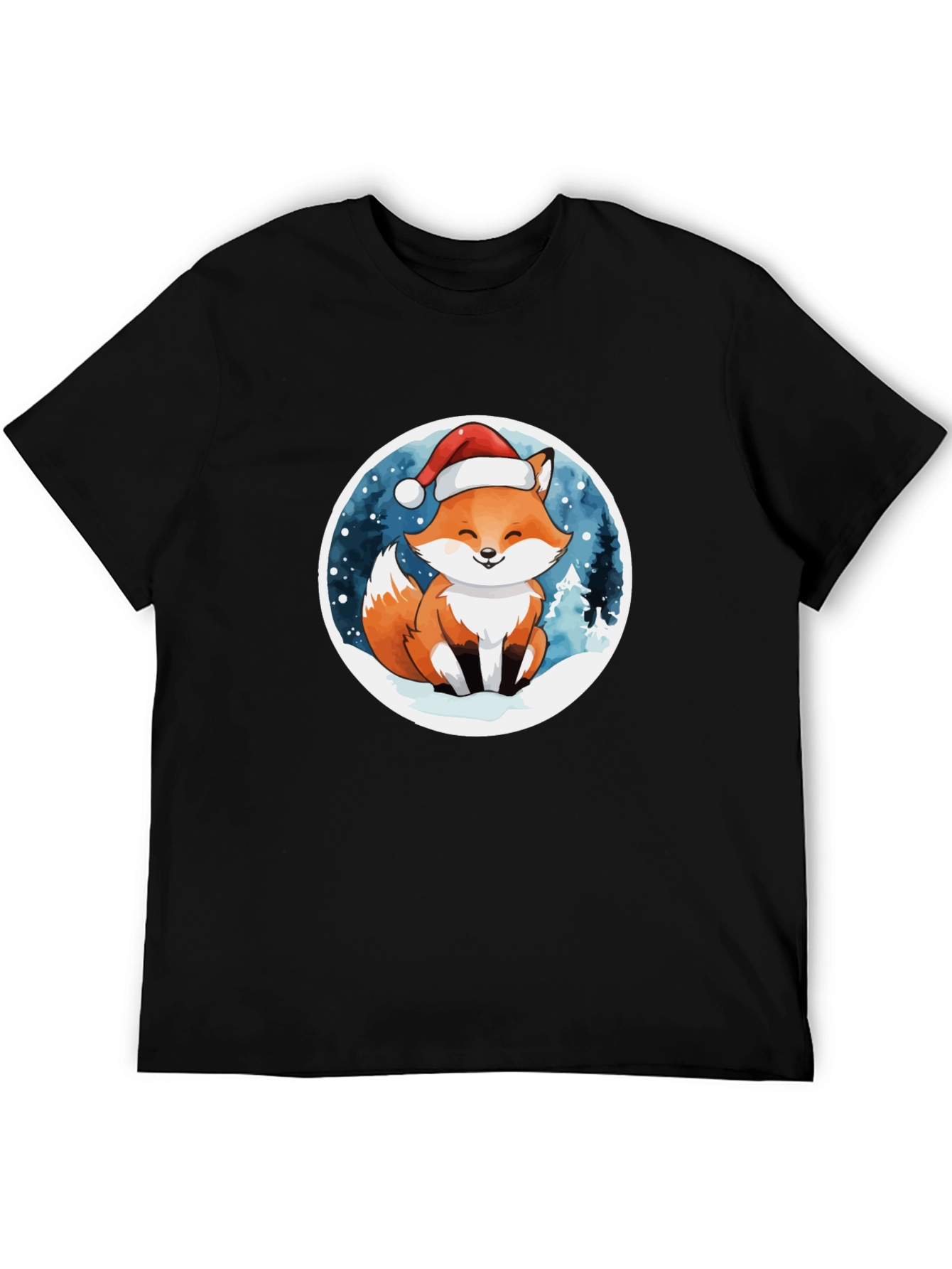 Cute Fox in Santa Hat T-Shirt