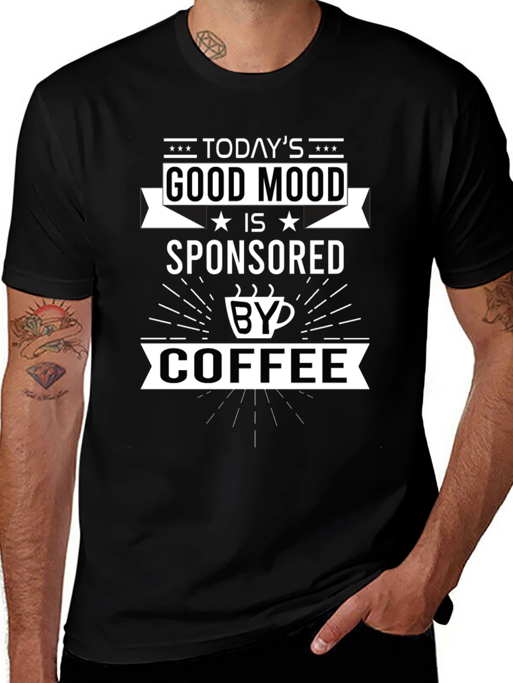 Good Mood Sponsored by Coffee Graphic T-Shirt