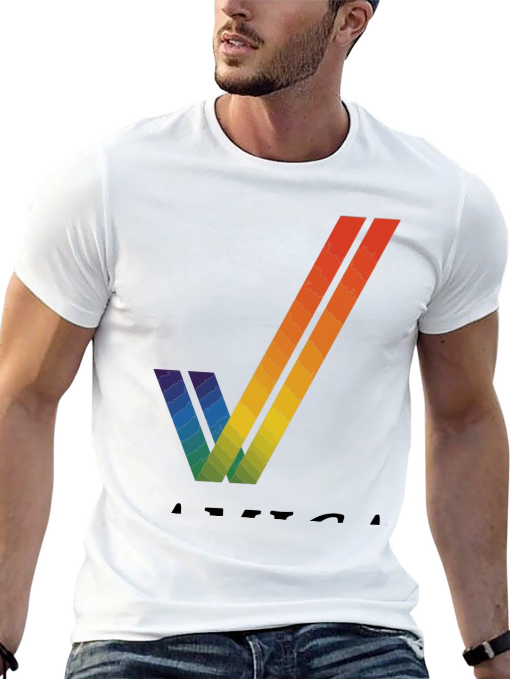 Rainbow V T-Shirt - Stylish Graphic Tee