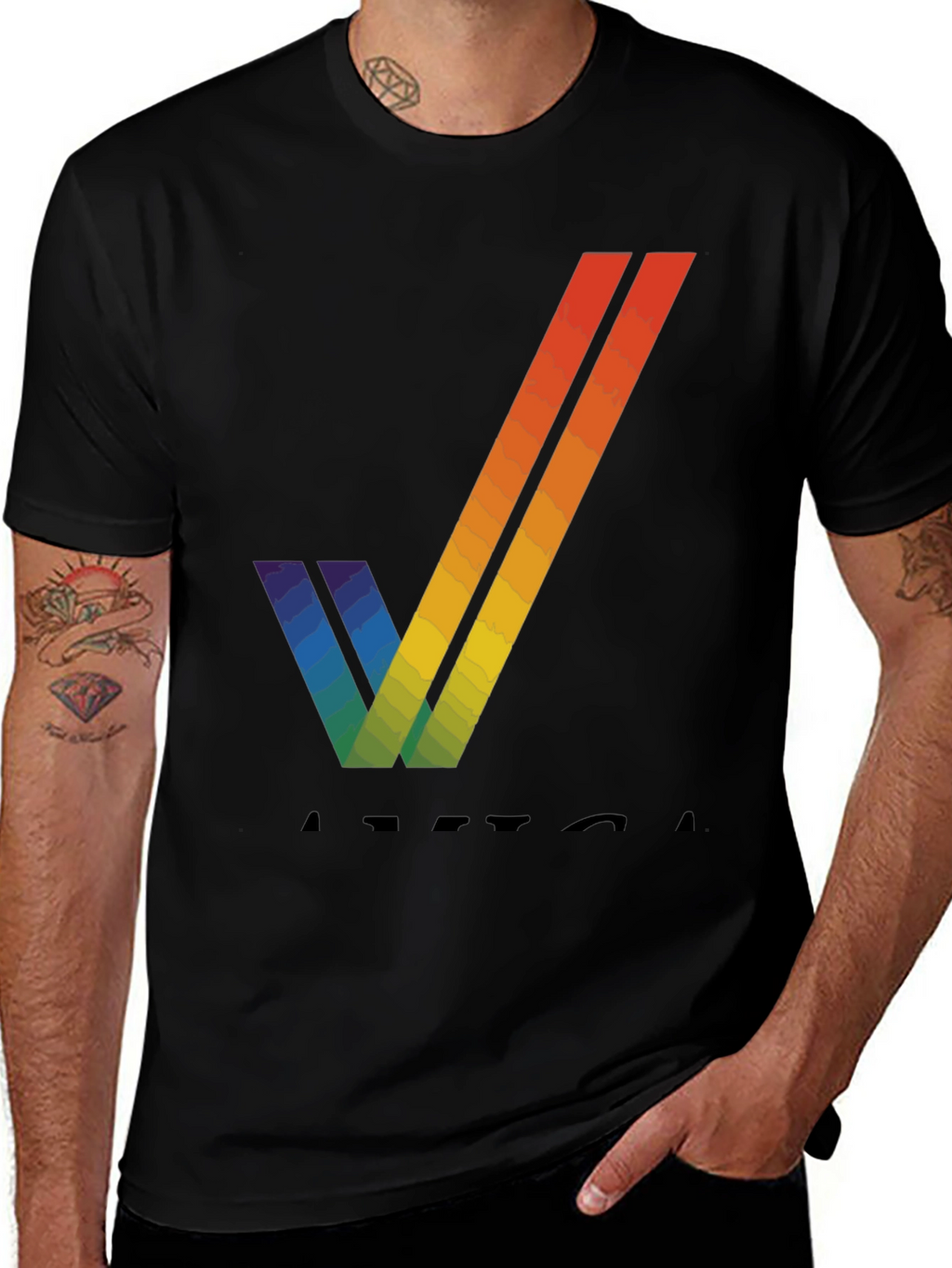 Rainbow V T-Shirt - Stylish Graphic Tee