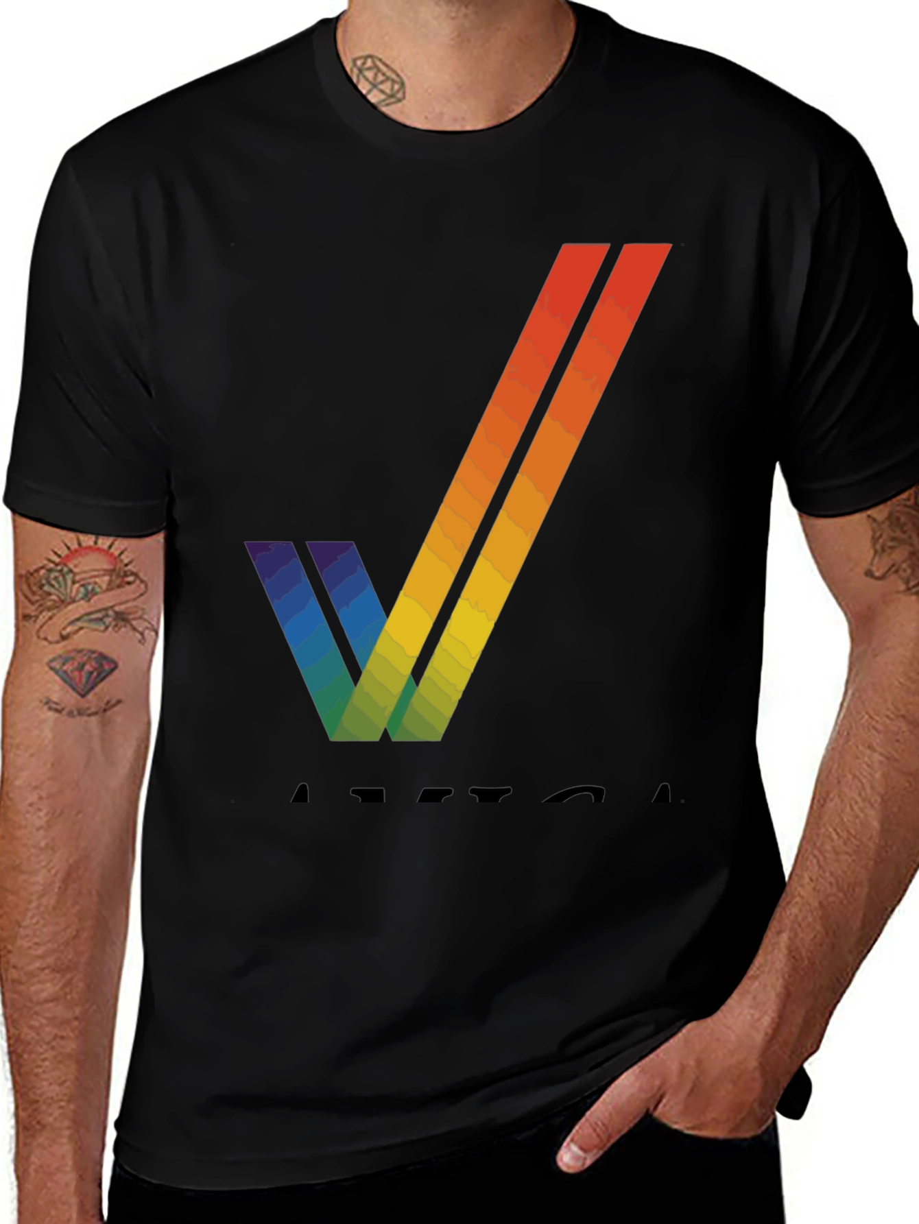 Rainbow V T-Shirt - Stylish Graphic Tee