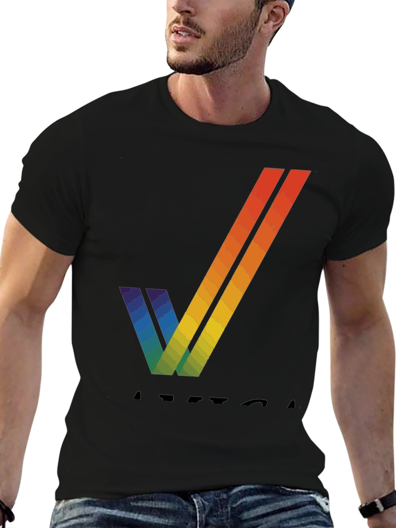 Rainbow V T-Shirt - Stylish Graphic Tee