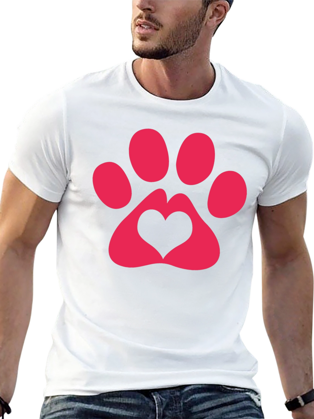 Heart Paw Print Graphic Tee - Black T-Shirt