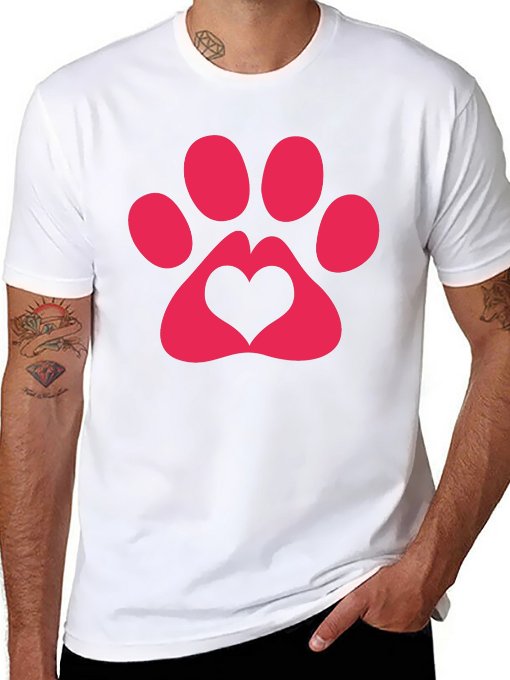 Heart Paw Print Graphic Tee - Black T-Shirt