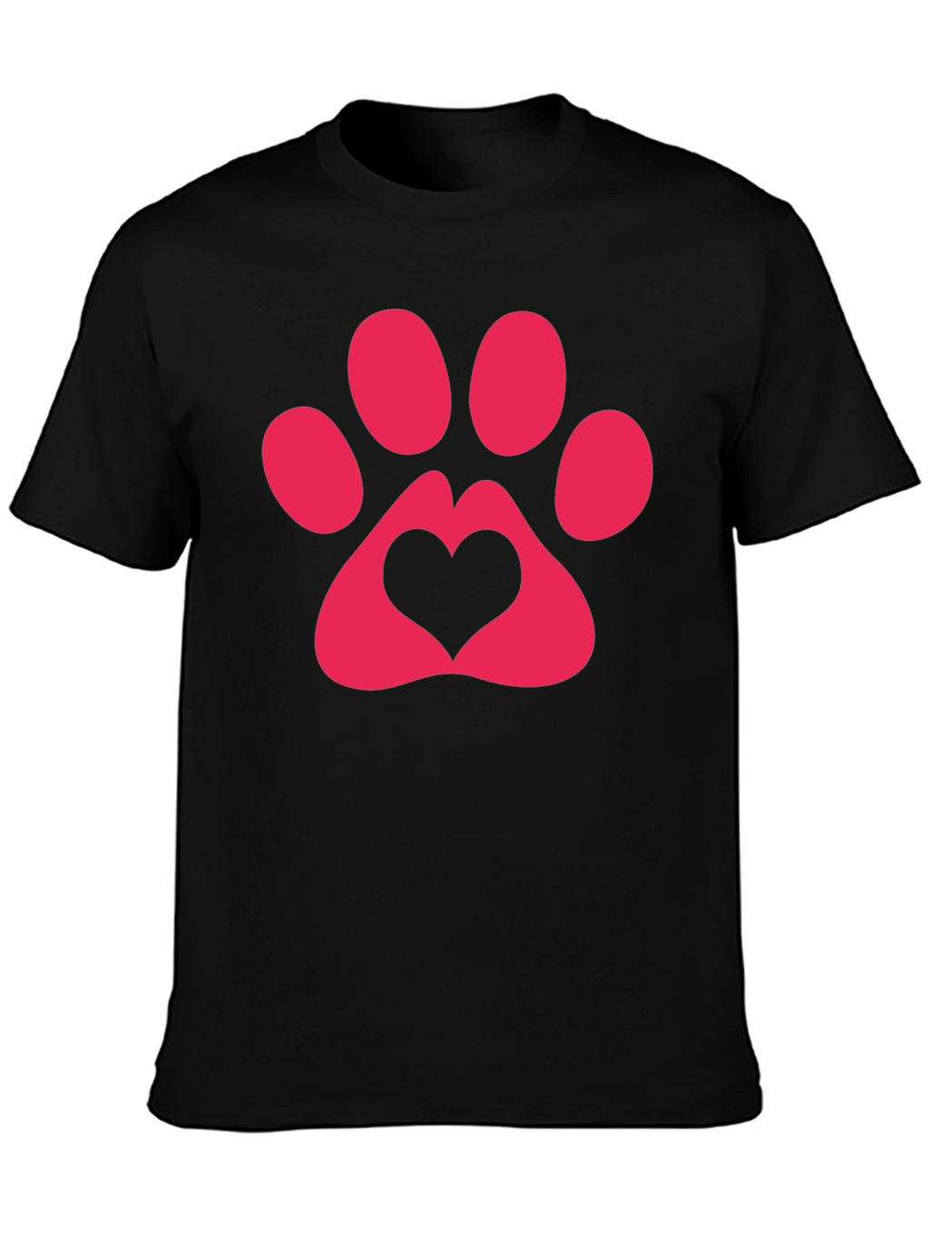 Heart Paw Print Graphic Tee - Black T-Shirt
