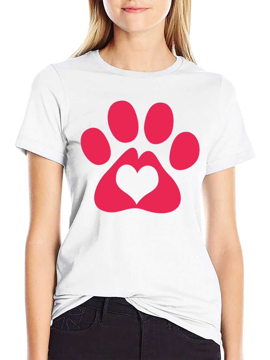 Heart Paw Print Graphic Tee - Black T-Shirt