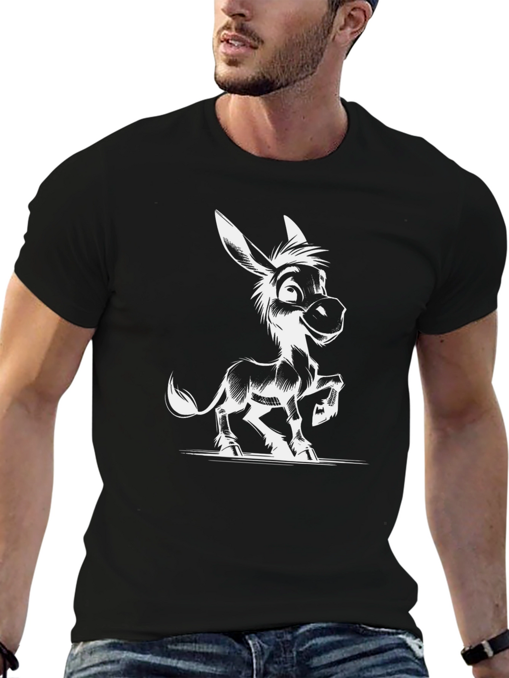 Funny Donkey Graphic T-Shirt - Black