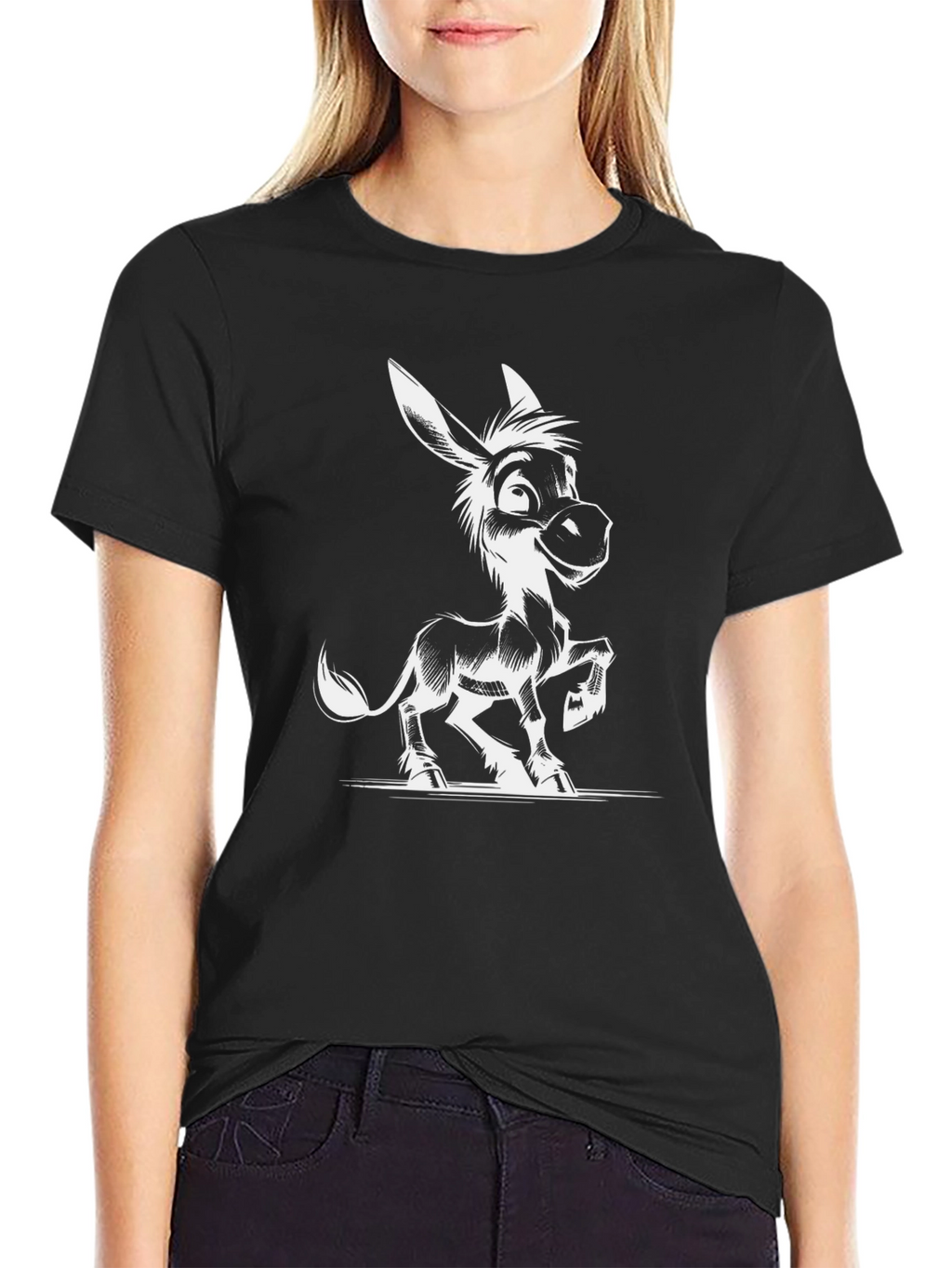 Funny Donkey Graphic T-Shirt - Black
