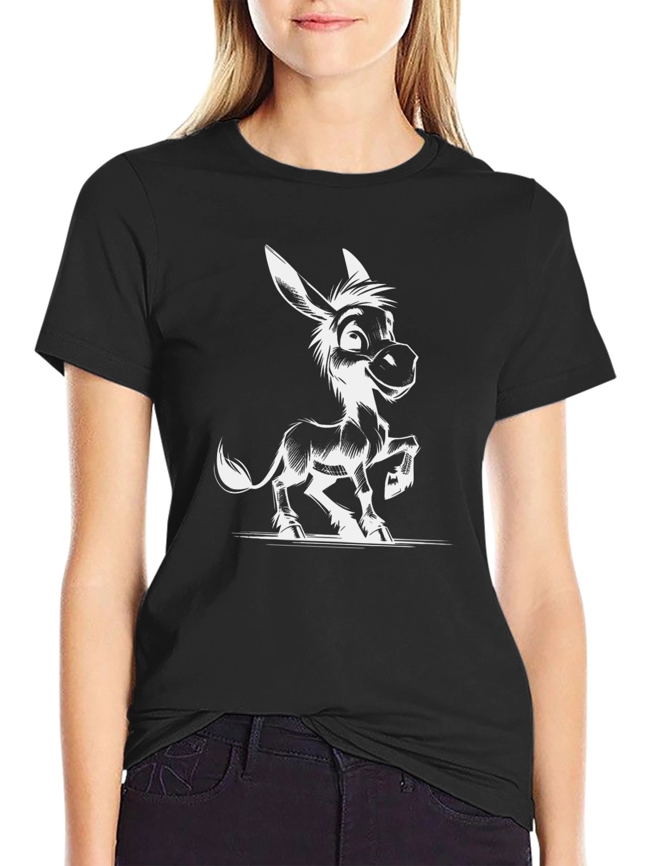 Funny Donkey Graphic T-Shirt - Black