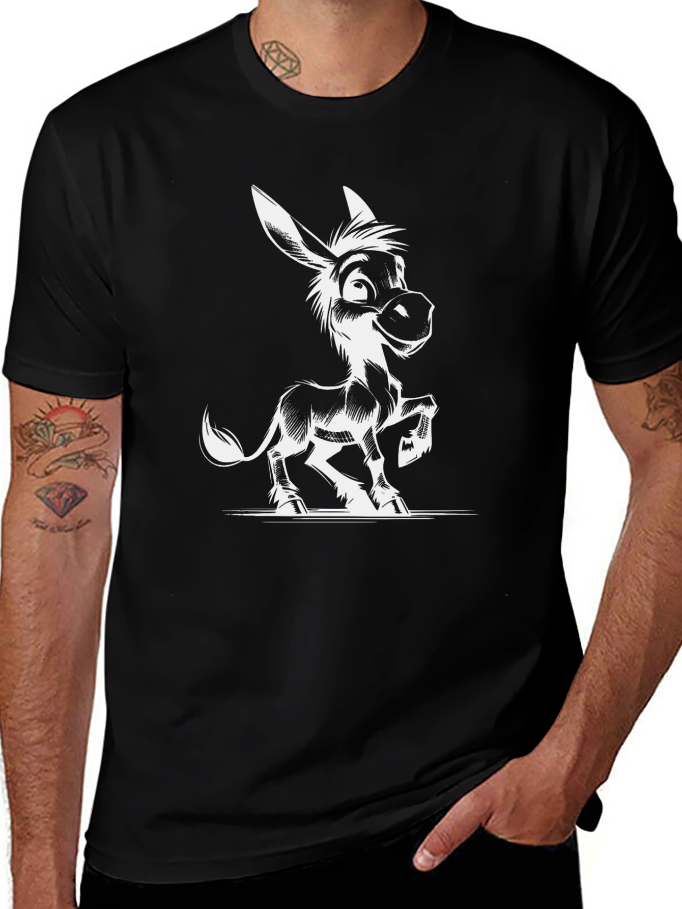 Funny Donkey Graphic T-Shirt - Black