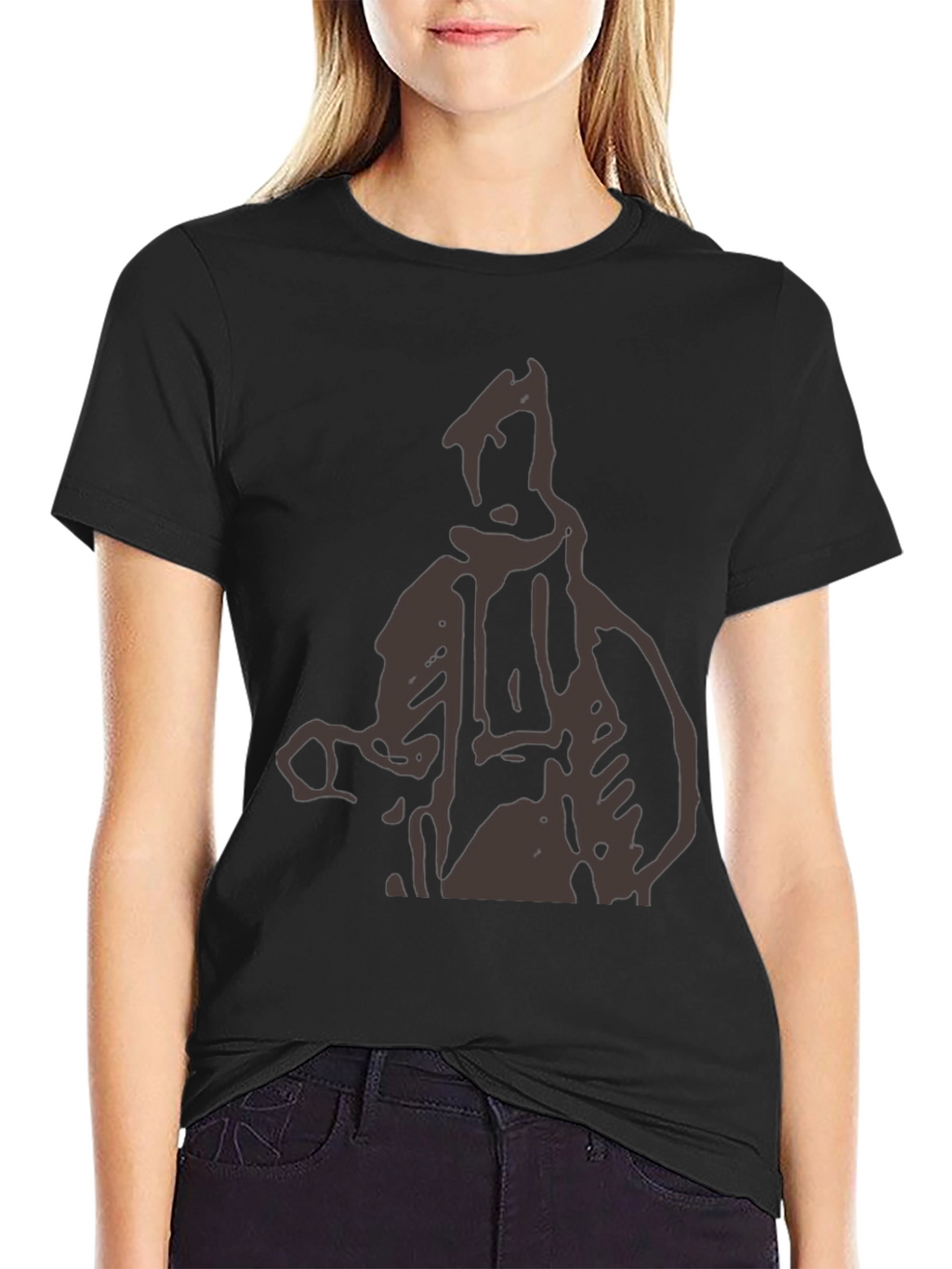 Abstract Figure Graphic Print Black T-Shirt