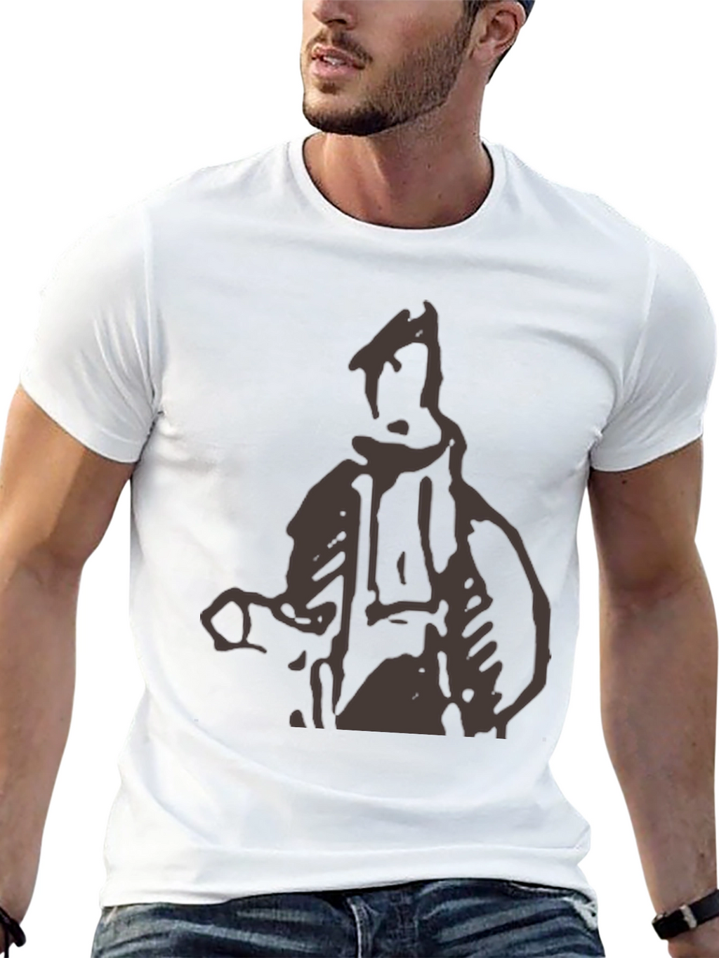 Abstract Figure Graphic Print Black T-Shirt