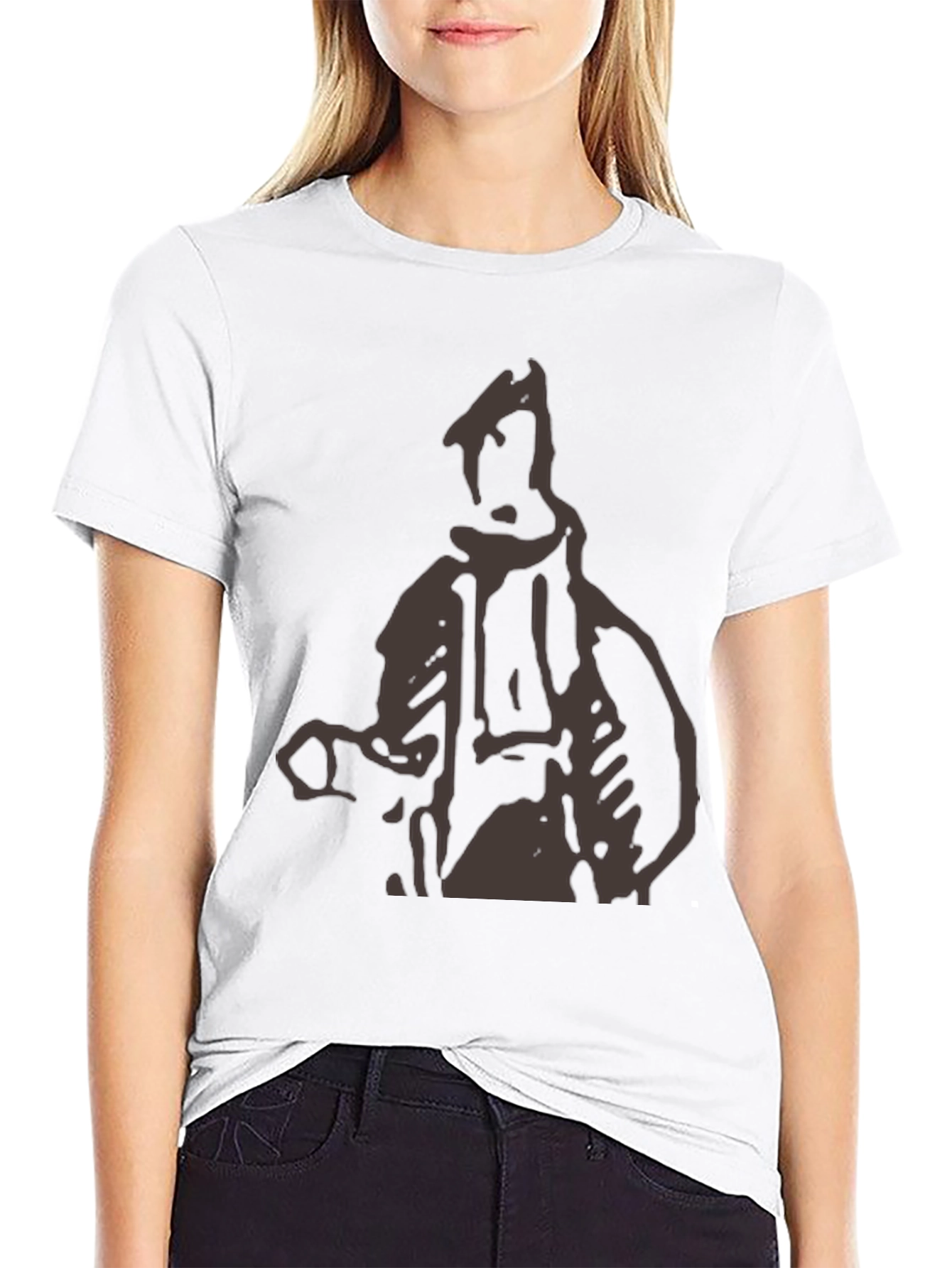 Abstract Figure Graphic Print Black T-Shirt