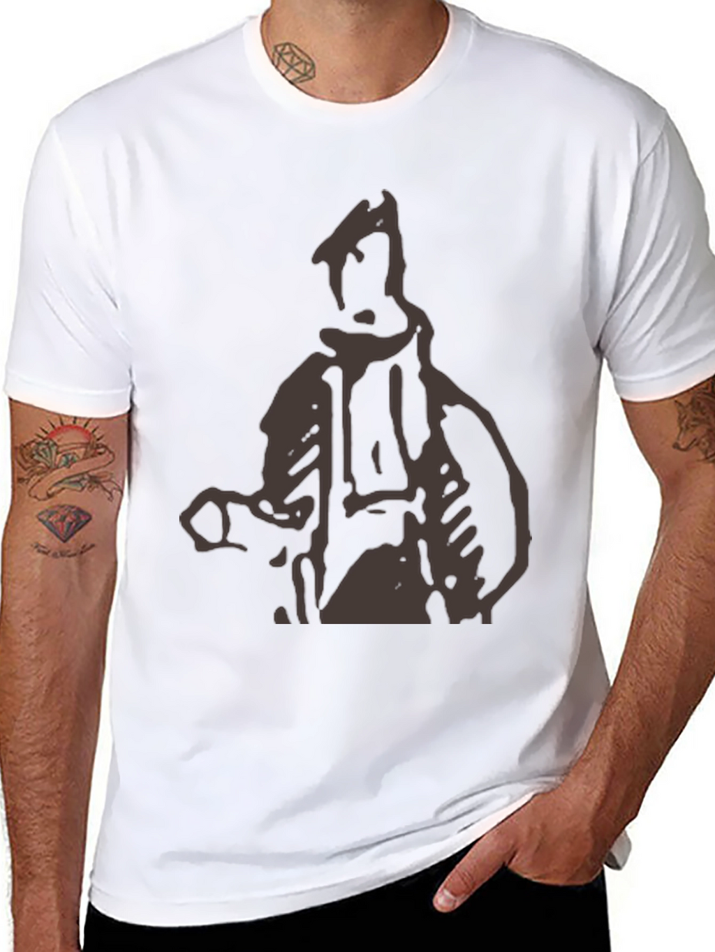 Abstract Figure Graphic Print Black T-Shirt