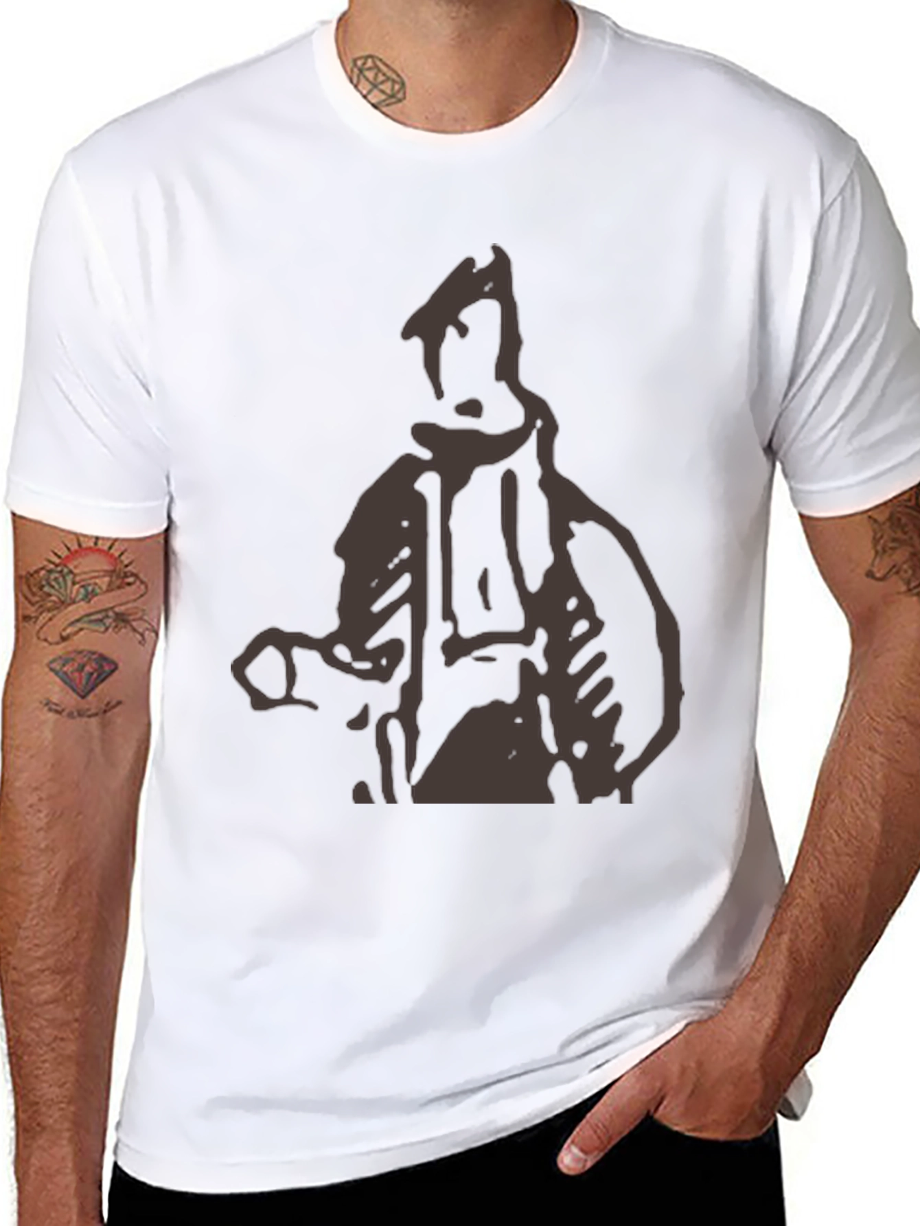 Abstract Figure Graphic Print Black T-Shirt