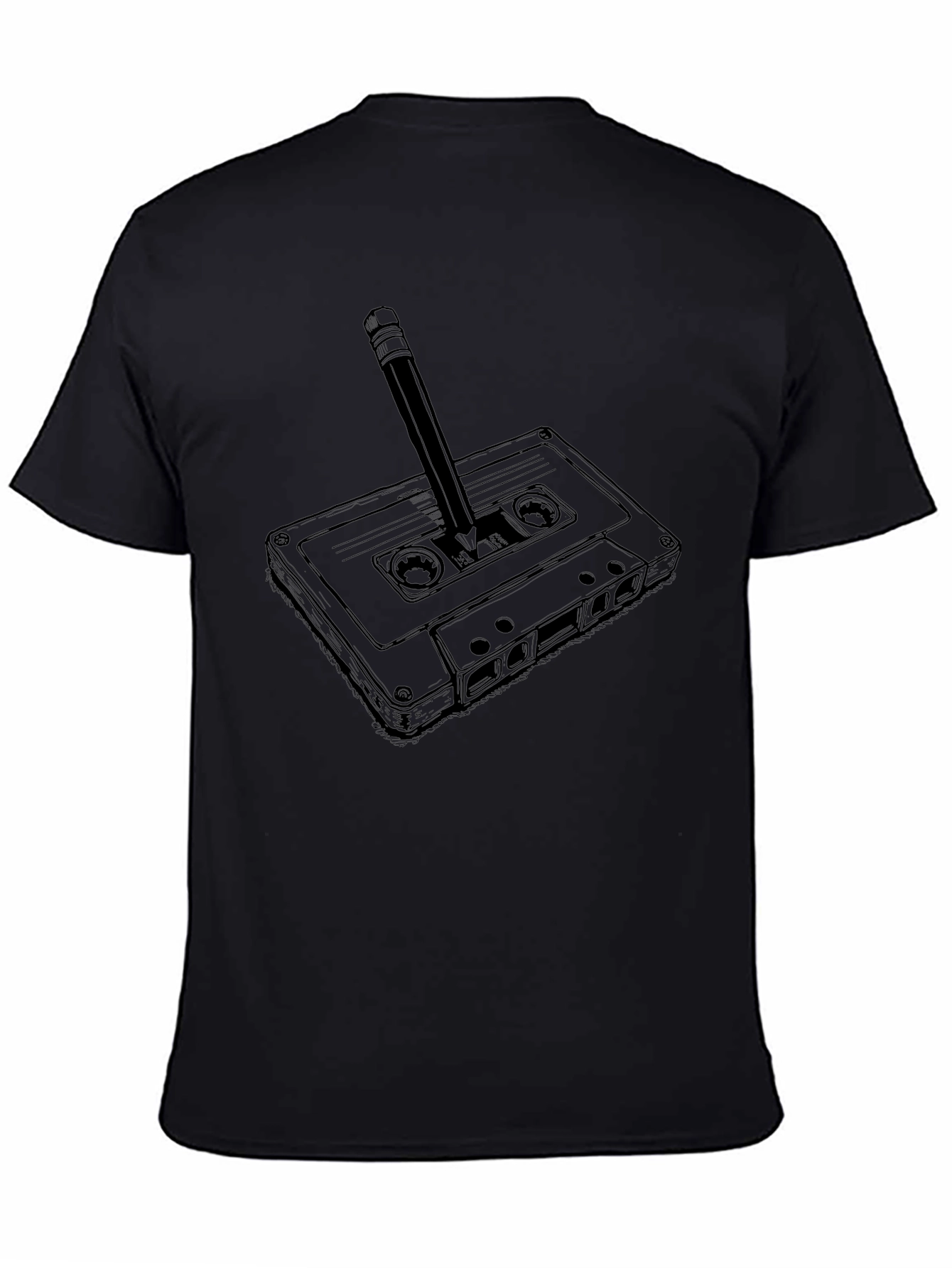 Retro Cassette Tape & Pencil Graphic T-Shirt