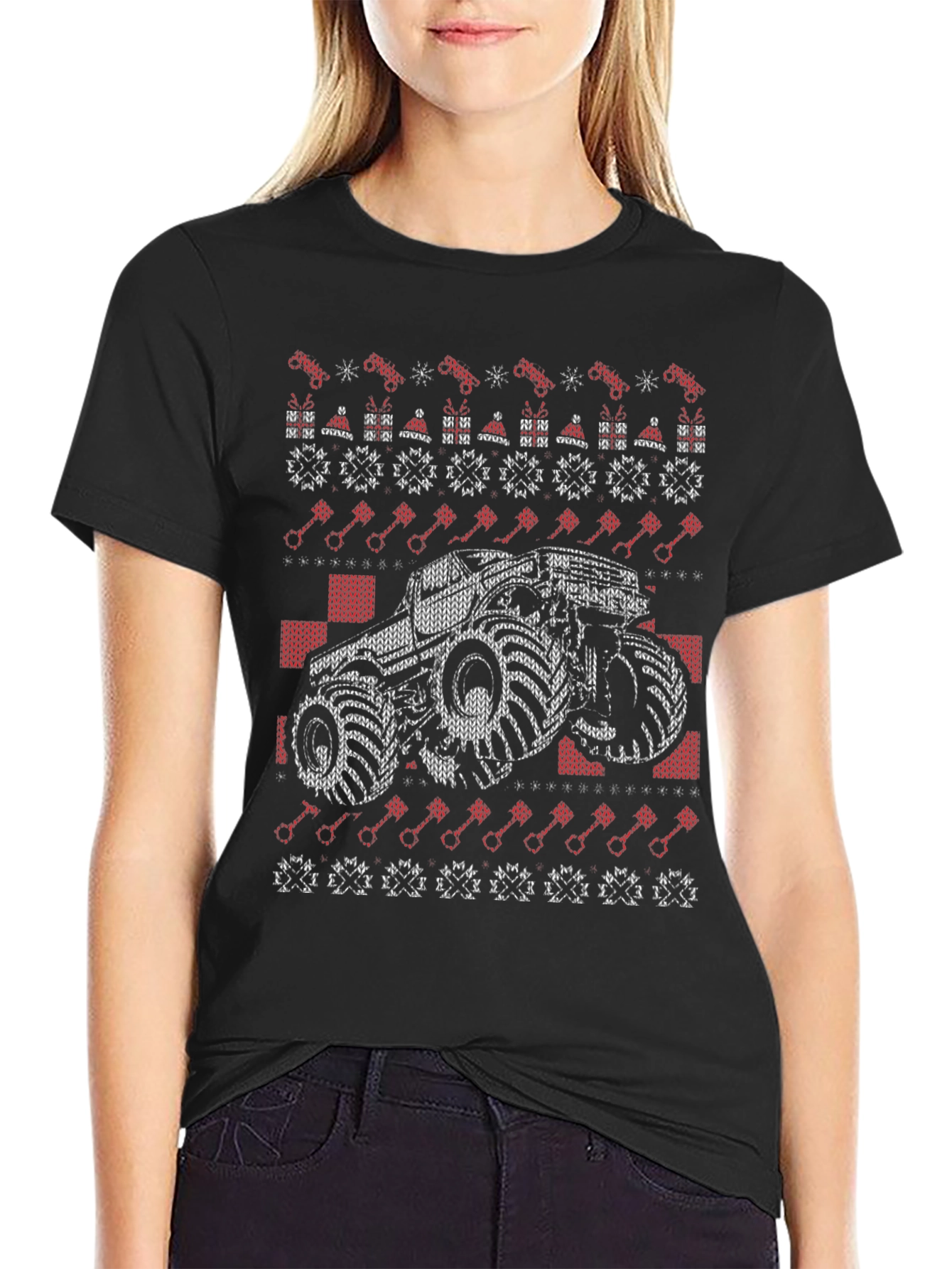 Monster Truck Ugly Christmas Sweater T-Shirt