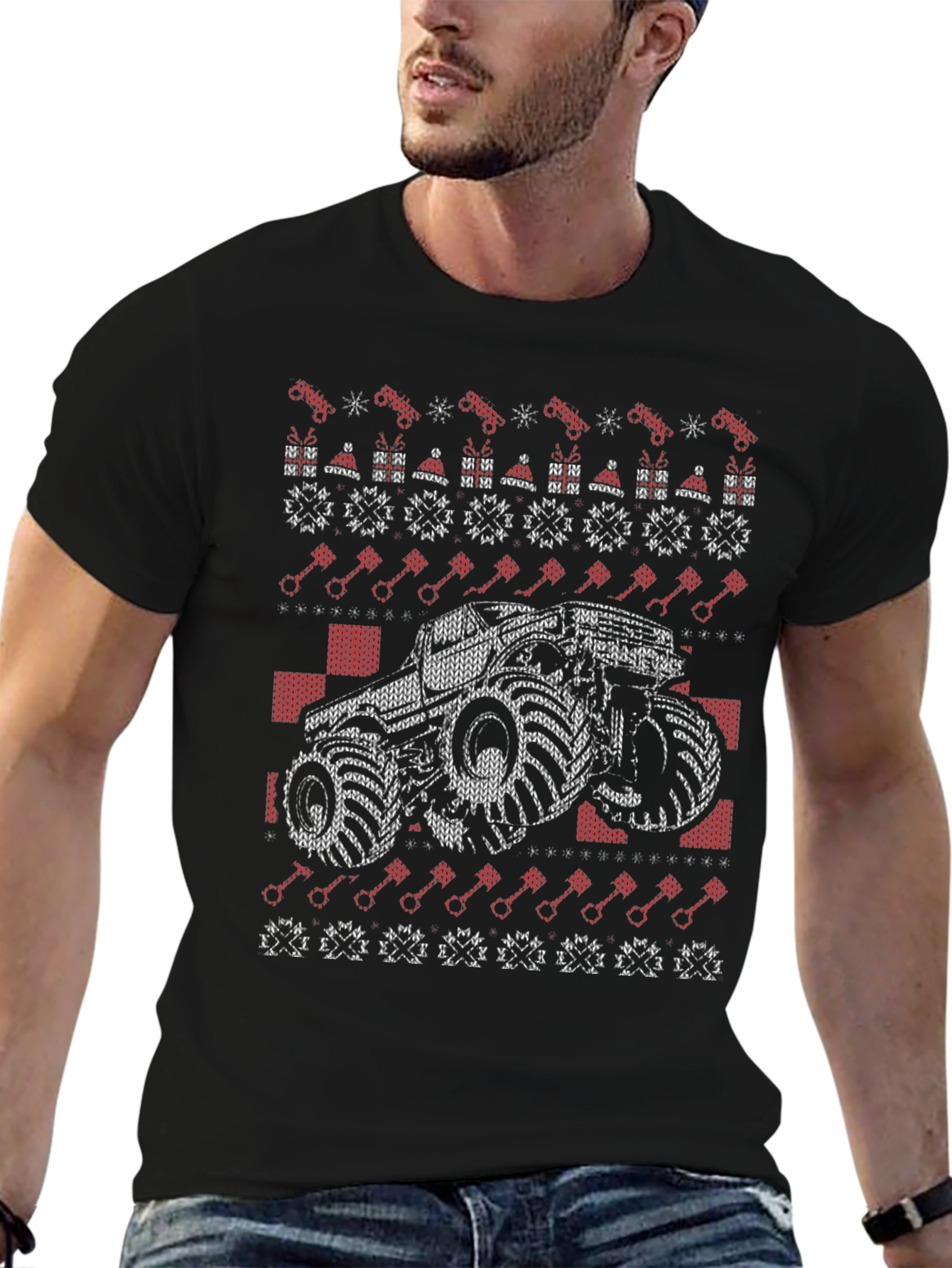 Monster Truck Ugly Christmas Sweater T-Shirt
