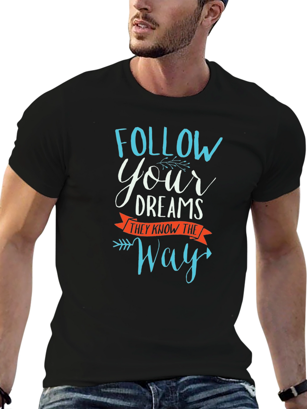 Follow Your Dreams Graphic Tee - Motivational Black T-Shirt