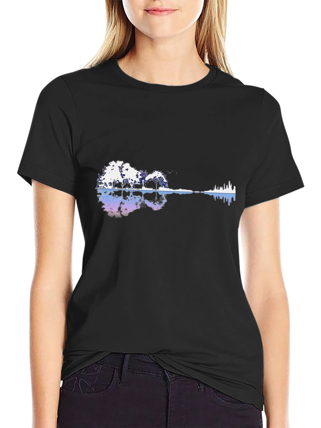 Nature Guitar Graphic Black T-Shirt