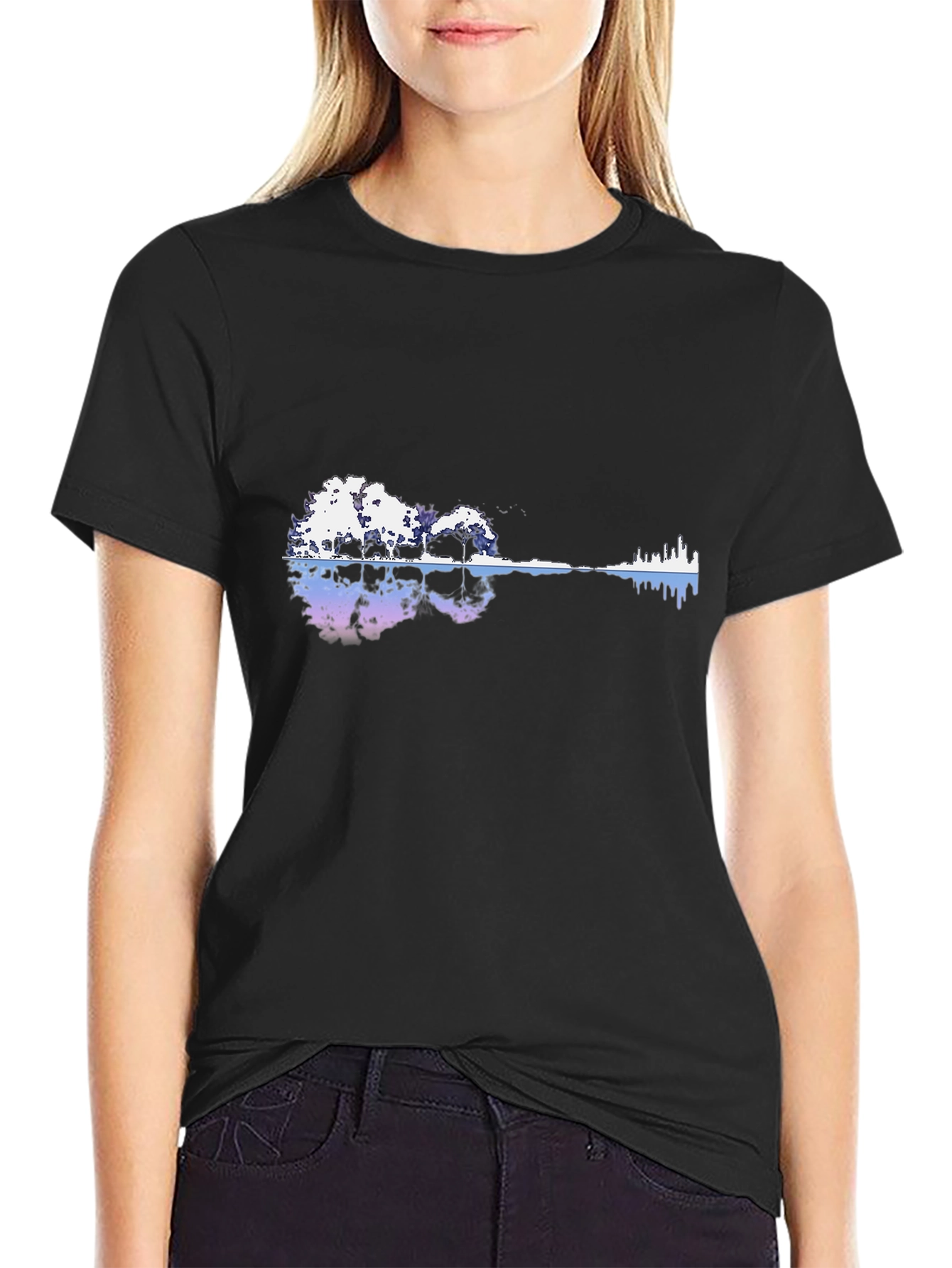 Nature Guitar Graphic Black T-Shirt